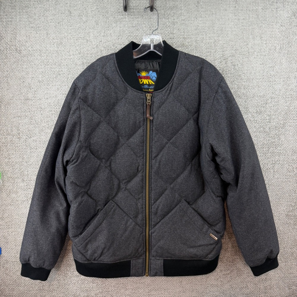 Eddie Bauer 1936 Skyliner Bomber Jacket Mens‎ L Gray Excellent Down Quilted Zip